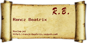 Rencz Beatrix névjegykártya
